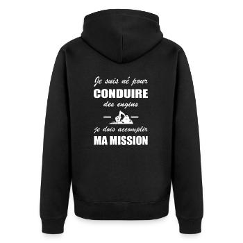Je suis né pour conduire des engins t-shirt - Veste à capuche bio Premium Unisexe - noir - Dos - Nico (187cm)