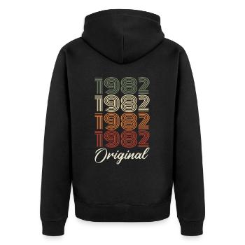 1982 Cadeau D'anniversaire Vintage Original 1982 - Veste à capuche bio Premium Unisexe - noir - Dos - Nico (187cm)