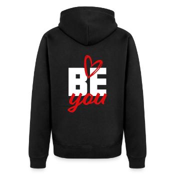 Soyez vous-même - Confiance en soi, courage, donner de la force - Veste à capuche bio Premium Unisexe - noir - Dos - Nico (187cm)
