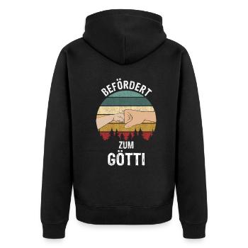 Befördert zum Götti - Götti Fragen - Unisex Premium Bio Zip Hoodie - Schwarz - Hinten - Nico (187cm)