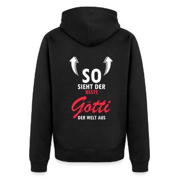 Götti Geschenk Taufgötte Firmggötti Shirt Götti - Unisex Premium Bio Zip Hoodie - Schwarz - Hinten - Nico (187cm)