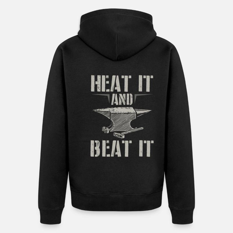 Schmieden Sprüche | Amboss Schmied Geschenkideen - Unisex Premium Bio Zip Hoodie - Schwarz