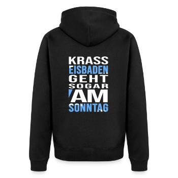 krasser eisbader eiskalt sonntag eisbaden kneipp - Unisex Premium Bio Zip Hoodie - Schwarz - Hinten - Nico (187cm)