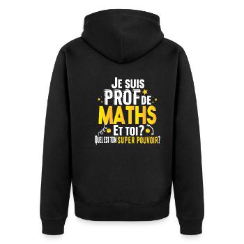 Prof Professeur Maths Métier Cadeau Collège Lycée - Veste à capuche bio Premium Unisexe - noir - Dos - Nico (187cm)