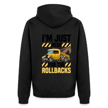 Abschleppwagen | Abschlepper Auto Panne Geschenke - Unisex Premium Bio Zip Hoodie - Schwarz - Hinten - Nico (187cm)