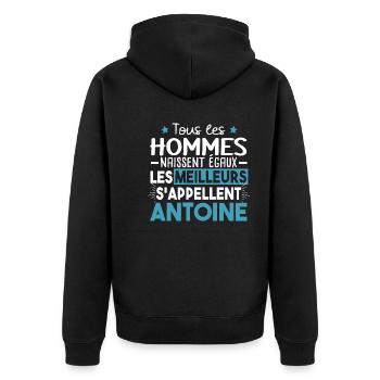 Antoine Prénom Homme Cadeau Humour - Veste à capuche bio Premium Unisexe - noir - Dos - Nico (187cm)