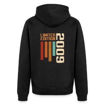 Vintage 2009 Birthday Gift 2009 Retro 2009 - Unisex Premium Organic Zip Hoodie - black - Back - Nico (187cm)