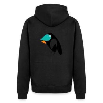 Vogel - Unisex Premium Bio Zip Hoodie - Schwarz - Hinten - Nico (187cm)