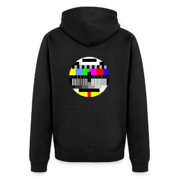 TV sight - Unisex Premium Organic Zip Hoodie - black - Back - Nico (187cm)