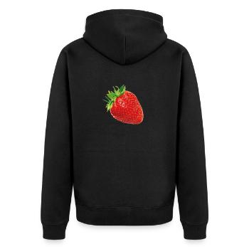 Strawberry - Unisex Premium Organic Zip Hoodie - black - Back - Nico (187cm)