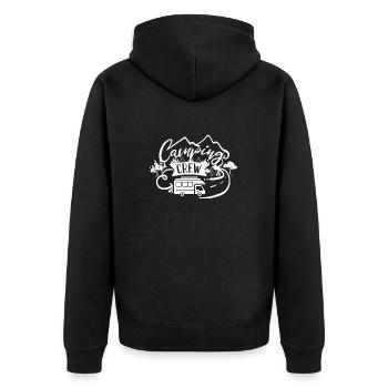 camping - Unisex Premium Organic Zip Hoodie - black - Back - Nico (187cm)