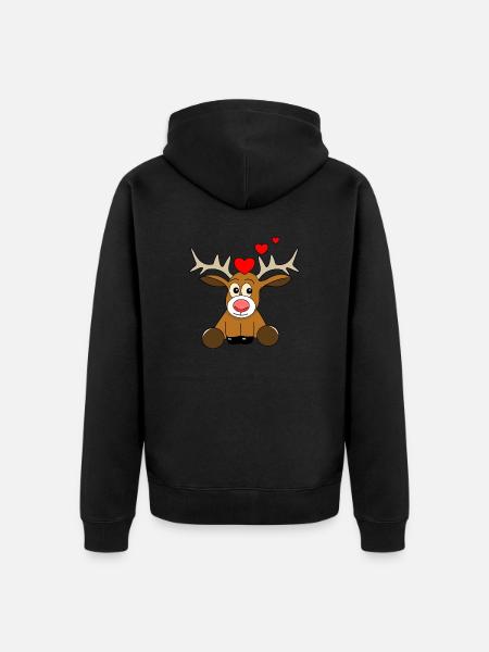 Reindeer Valentine's Day - Unisex Premium Organic Zip Hoodie - black
