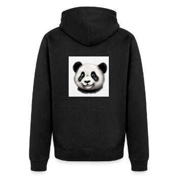 Süßer Panda - Unisex Premium Bio Zip Hoodie - Schwarz - Hinten - Nico (187cm)