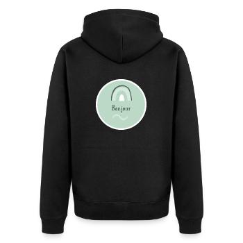 Bonjour - Unisex Premium Bio Zip Hoodie - Schwarz - Hinten - Nico (187cm)