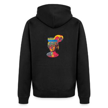 Warhols Der Pharao Pop-Art - KI Kunstwerk - Unisex Premium Bio Zip Hoodie - Schwarz - Hinten - Nico (187cm)
