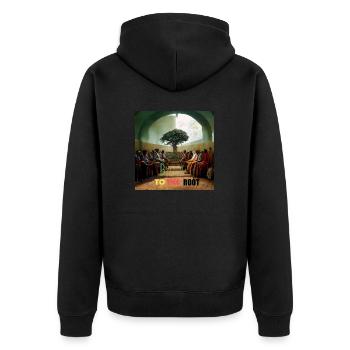 BACK TO THE ROOT - Unisex Premium Organic Zip Hoodie - black - Back - Nico (187cm)