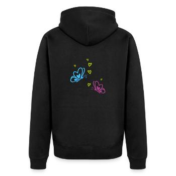 MU021 Butterfly and heart decor sticker - Unisex Premium Organic Zip Hoodie - black - Back - Nico (187cm)