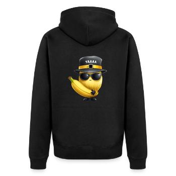 Melon, melon miel et banane avec chapeau et verres - Veste à capuche bio Premium Unisexe - noir - Dos - Nico (187cm)