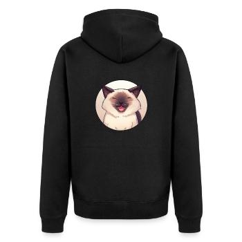 Katze im Anime-Stil im Kreis - Unisex Premium Bio Zip Hoodie - Schwarz - Hinten - Nico (187cm)