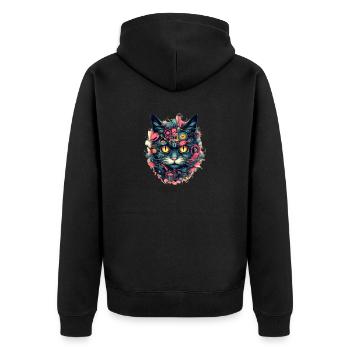Chat Cyberpunk - Veste à capuche bio Premium Unisexe - noir - Dos - Nico (187cm)