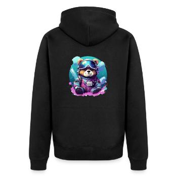 Cute Baby Bear in Winter Look Gift Teddy Bear - Unisex Premium Organic Zip Hoodie - black - Back - Nico (187cm)