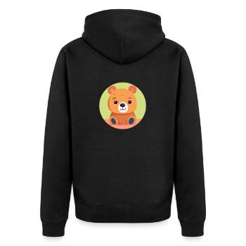 Kuschelbär-Grinsen - Unisex Premium Bio Zip Hoodie - Schwarz - Hinten - Nico (187cm)