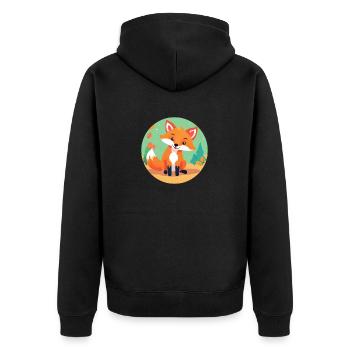 Fuchs im Herbstwald - Unisex Premium Bio Zip Hoodie - Schwarz - Hinten - Nico (187cm)