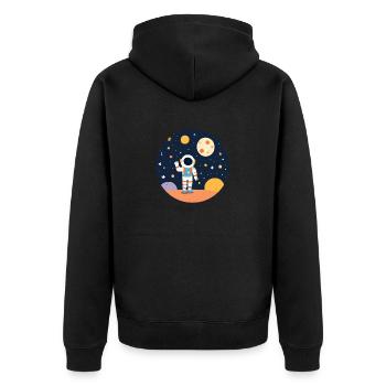 Grüße aus dem Weltraum - Unisex Premium Bio Zip Hoodie - Schwarz - Hinten - Nico (187cm)