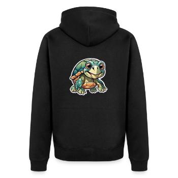 Jeune tortue joyeuse - Veste à capuche bio Premium Unisexe - noir - Dos - Nico (187cm)