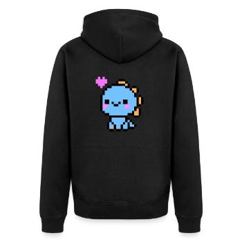Süßer Hellblauer Dino - Unisex Premium Bio Zip Hoodie - Schwarz - Hinten - Nico (187cm)