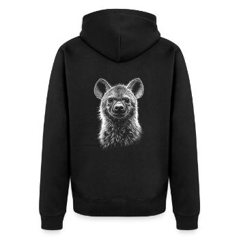 Hyène, Hyène tachetée, Portrait, Faune, Afrique, Animaux - Veste à capuche bio Premium Unisexe - noir - Dos - Nico (187cm)