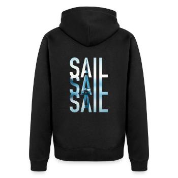 Sail Segeln Segelboot - Unisex Premium Bio Zip Hoodie - Schwarz - Hinten - Nico (187cm)