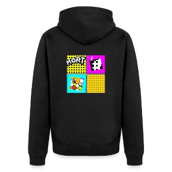 Pop art - Unisex Premium Bio Zip Hoodie - Schwarz - Hinten - Nico (187cm)