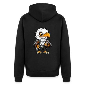 Adler Halloween Zombie - Unisex Premium Bio Zip Hoodie - Schwarz - Hinten - Nico (187cm)