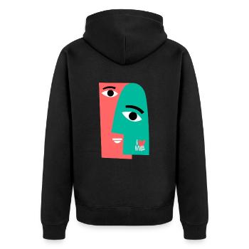 iLoveME - Unisex Premium Bio Zip Hoodie - Schwarz - Hinten - Nico (187cm)