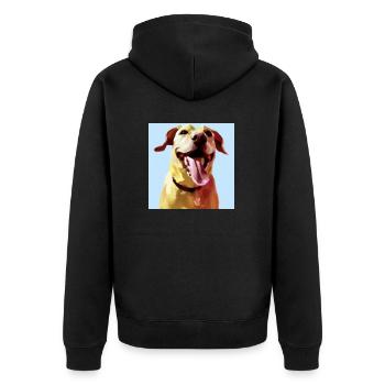 Süßer Hund Photorealismus - Unisex Premium Bio Zip Hoodie - Schwarz - Hinten - Nico (187cm)