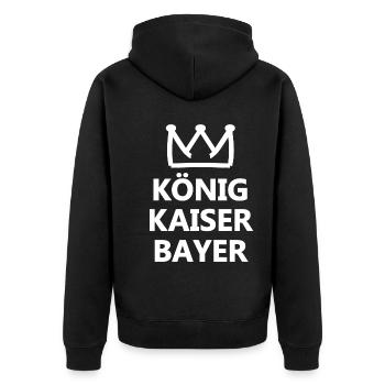 König aus Bayern - Unisex Premium Bio Zip Hoodie - Schwarz - Hinten - Nico (187cm)