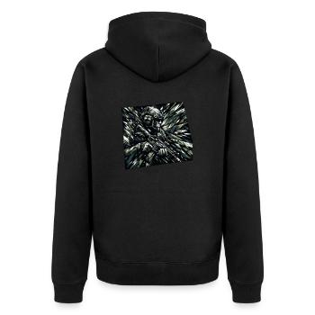 Kristallisierter Wächter - Unisex Premium Bio Zip Hoodie - Schwarz - Hinten - Nico (187cm)