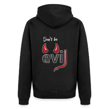 Don't be evil - Devil's Horns - Unisex Premium Organic Zip Hoodie - black - Back - Nico (187cm)