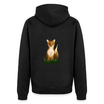 Kindlich niedliche Fuchs Illustration - Unisex Premium Bio Zip Hoodie - Schwarz - Hinten - Nico (187cm)