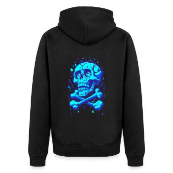 Graffiti Pirate Crâne Bleu - Veste à capuche bio Premium Unisexe - noir - Dos - Nico (187cm)