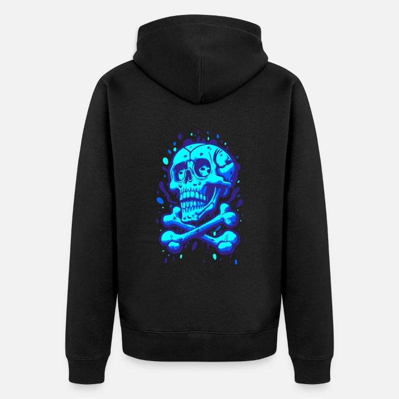 Graffiti Pirate Crâne Bleu - Veste à capuche bio Premium Unisexe - noir