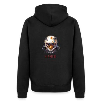 Player - Unisex Premium Organic Zip Hoodie - black - Back - Nico (187cm)