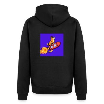 Pixel Dog on Rocket Pixel Art - Unisex Premium Organic Zip Hoodie - black - Back - Nico (187cm)