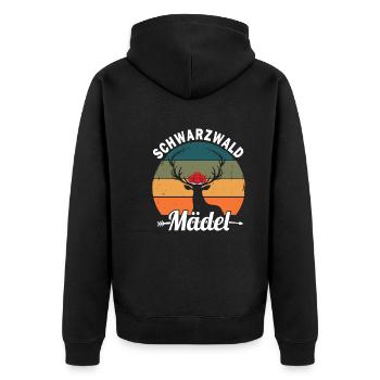 Schwarzwaldmädel Bollenhut Schwarzwald - Unisex Premium Bio Zip Hoodie - Schwarz - Hinten - Nico (187cm)