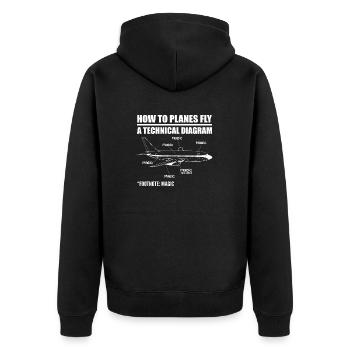 Wie Flugzeuge fliegen Lustiger Luftfahrtingenieur Pilot Airpl - Unisex Premium Bio Zip Hoodie - Schwarz - Hinten - Nico (187cm)
