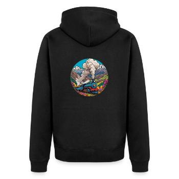 Train de chemin de fer nostalgique de locomotive fumante - Veste à capuche bio Premium Unisexe - noir - Dos - Nico (187cm)