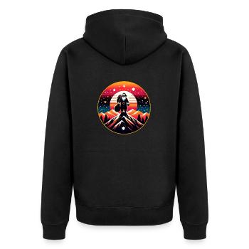 Weihnachtsmann im Gebirge - Unisex Premium Bio Zip Hoodie - Schwarz - Hinten - Nico (187cm)