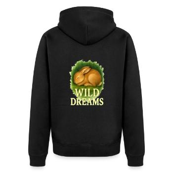 Wild Dreams - Motif aquarelle lapin endormi - Veste à capuche bio Premium Unisexe - noir - Dos - Nico (187cm)