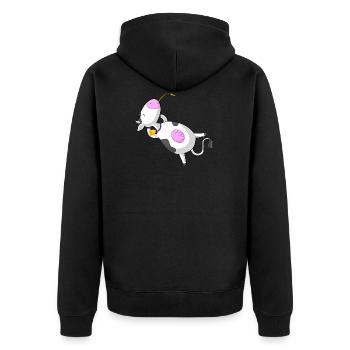 vache comique détendue - Veste à capuche bio Premium Unisexe - noir - Dos - Nico (187cm)